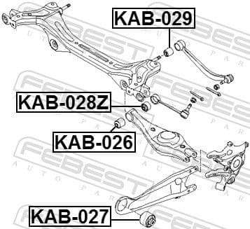 Mounting, control/trailing arm KAB-026
