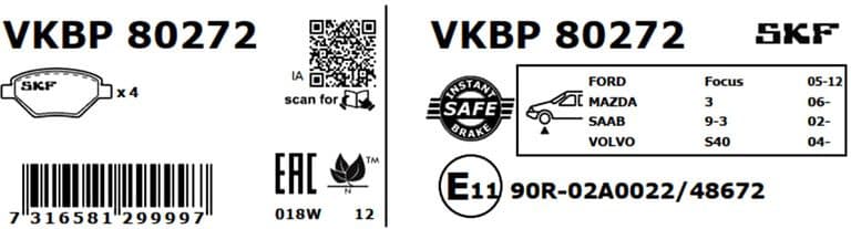Brake Pad Set, disc brake VKBP80272
