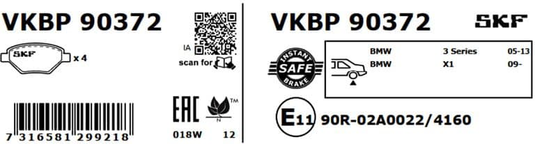 Brake pads rear VKBP 90372