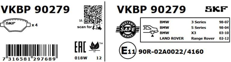 Brake Pad Set, disc brake VKBP90279