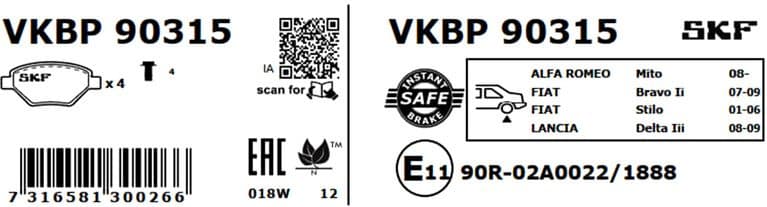 Brake Pad Set, disc brake VKBP90315