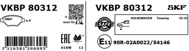 Brake Pad Set, disc brake VKBP80312