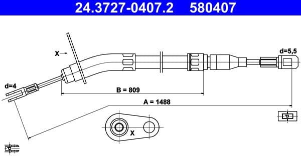 Cable Pull, parking brake 24.3727-0407.2