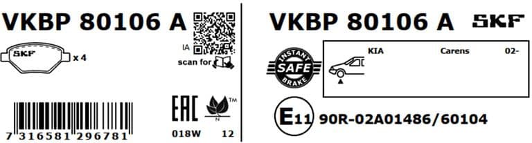 Brake pads front VKBP 80106 A