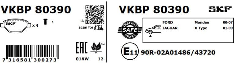 Brake Pad Set, disc brake VKBP80390