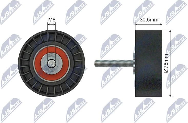 Tensioner Pulley, V-ribbed belt RNK-FR-059
