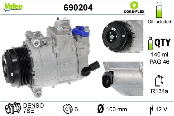 Compressor, air conditioning VALEO CORE-FLEX 690204