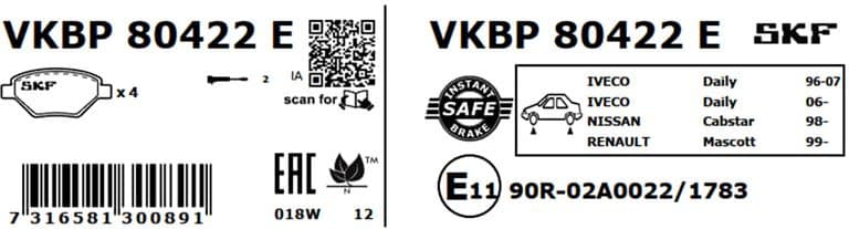 Brake Pad Set, disc brake VKBP80422E