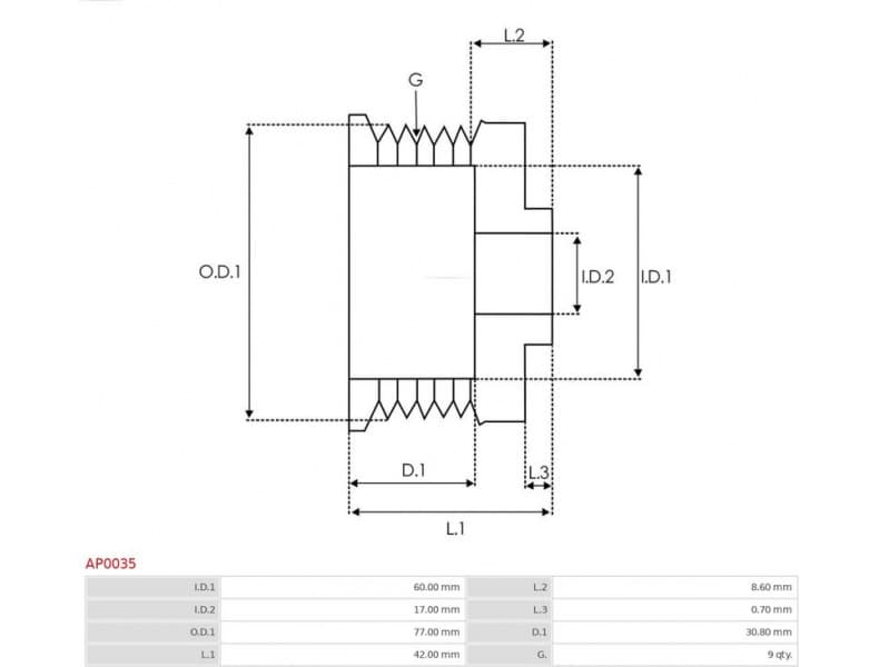Belt Pulley, alternator AS AP0035