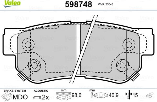 Brake Pad Set, disc brake 598748