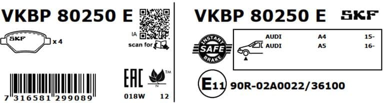 Brake pads front VKBP 80250 E