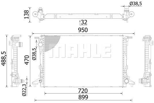 Radiator, engine cooling BEHR CR 2423 000S