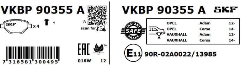 Brake Pad Set, disc brake VKBP90355A