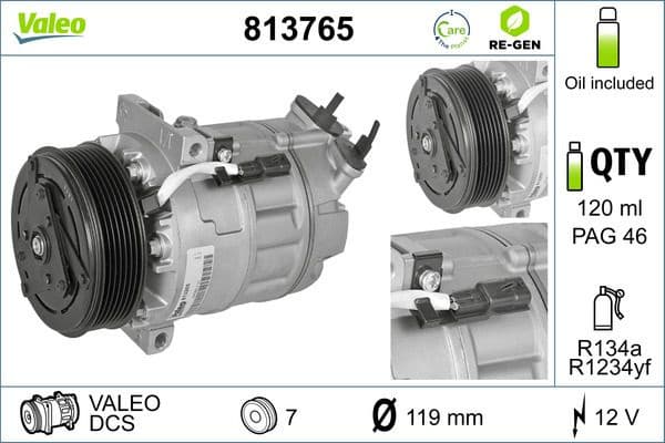 Compressor, air conditioning VALEO RE-GEN REMANUFACTURED 813765