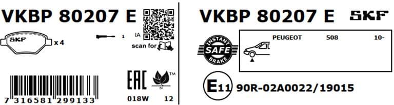 Brake Pad Set, disc brake VKBP80207E