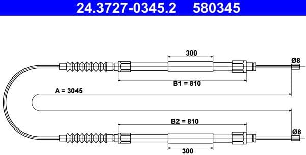 Cable Pull, parking brake 24.3727-0345.2