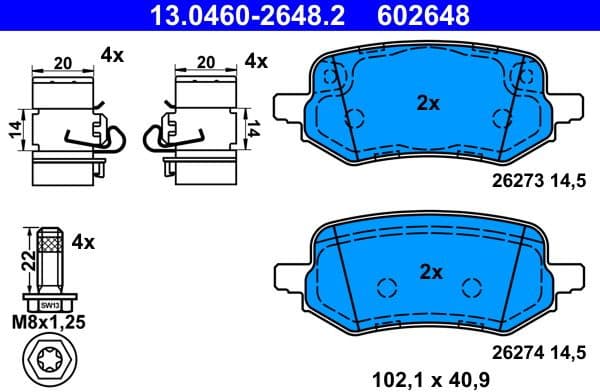 Brake Pad Set, disc brake 13.0460-2648.2