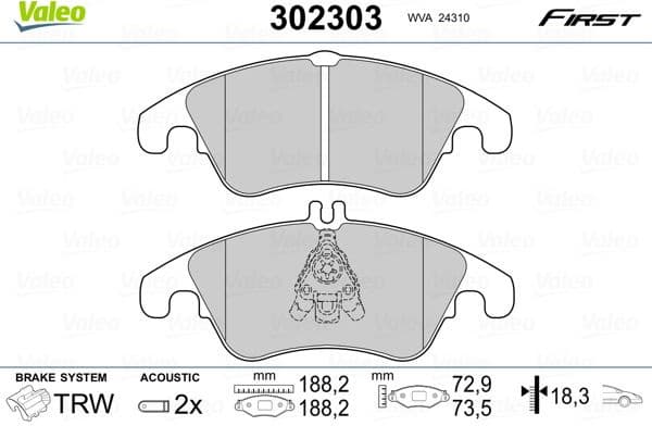 Brake Pad Set, disc brake ESSENTIAL 302303