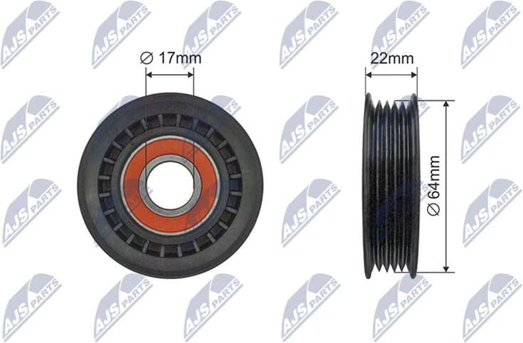 Deflection/Guide Pulley, V-ribbed belt RNK-ME-074
