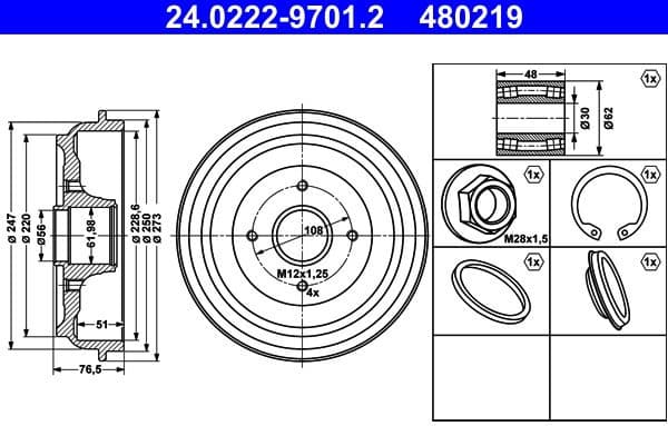 Brake Drum 24.0222-9701.2
