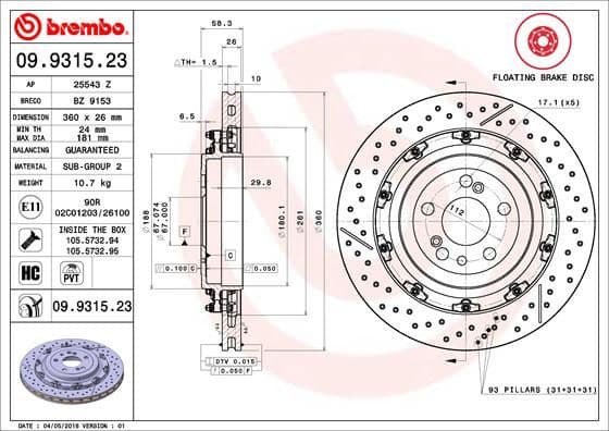 Brake Disc PRIME LINE - Floating 09.9315.23