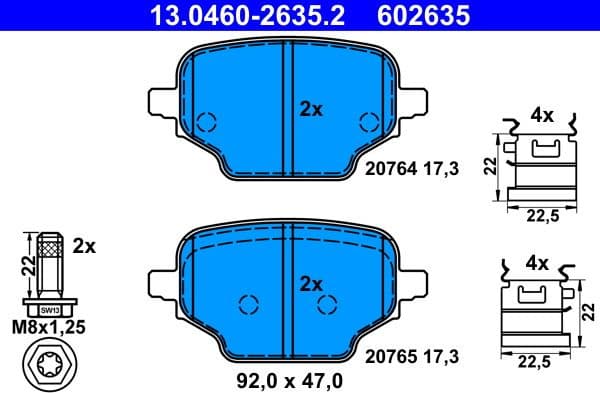 Brake Pad Set, disc brake 13.0460-2635.2