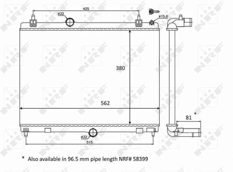 Radiator, engine cooling 58468