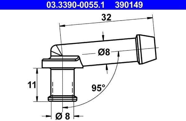 Connection Piece, hose line 03.3390-0055.1