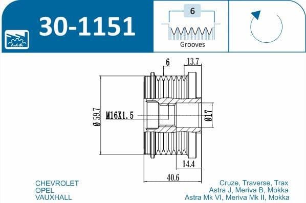 Freewheel clutch alternator 30-1151 - image 2