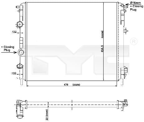 Radiator, engine cooling 728-0010