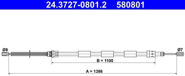 Cable Pull, parking brake 24.3727-0801.2