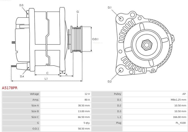 Alternator Remanufactured AS A5178PR - image 5