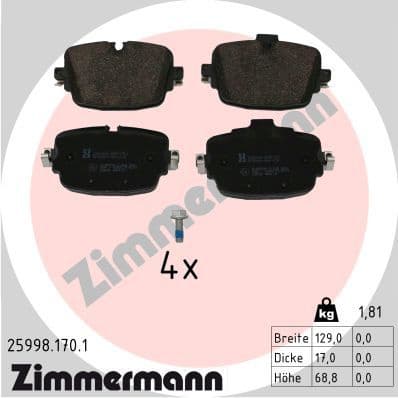 Brake Pad Set, disc brake 25998.170.1