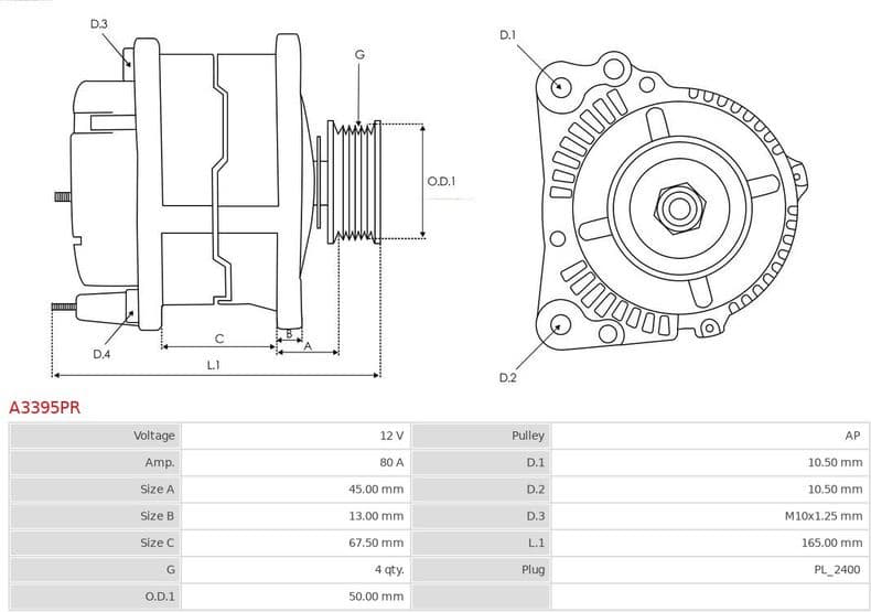 Alternator Remanufactured AS A3395PR - image 5