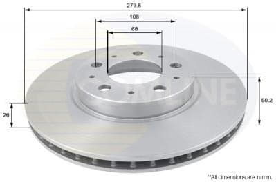 Brake disc, 1pcs FRONT ADC1904V