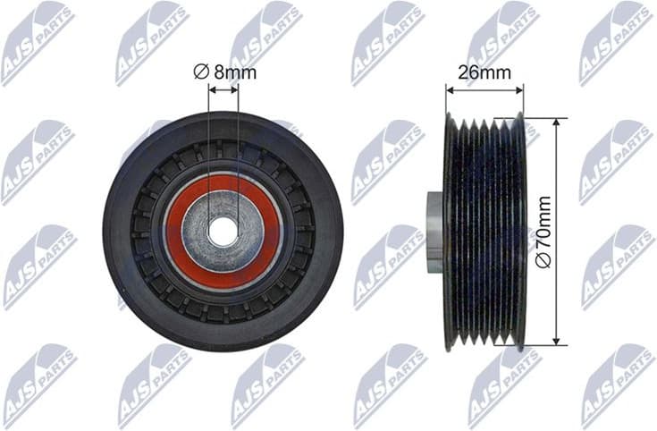 Deflection/Guide Pulley, V-ribbed belt RNK-ME-073