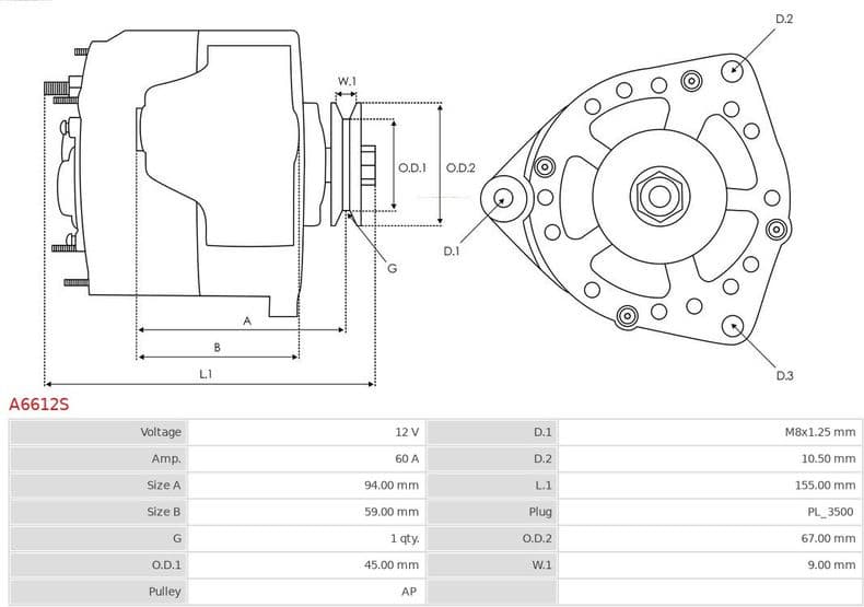 Alternator AS A6612S - image 6