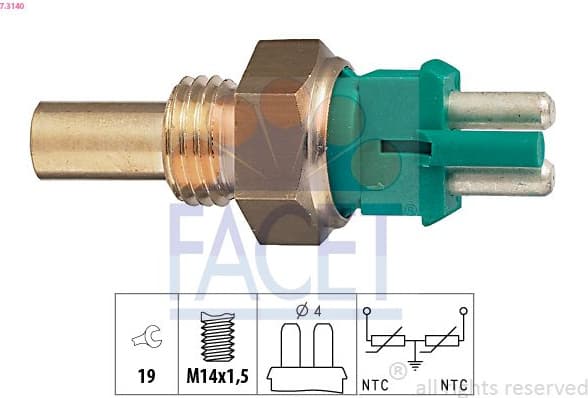 Sensor, coolant temperature Made in Italy - OE Equivalent 7.3140