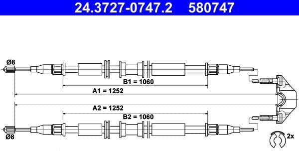 Cable Pull, parking brake 24-3727-0747-2