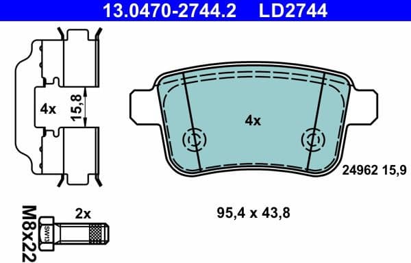 Brake Pad Set, disc brake ATE Ceramic 13-0470-2744-2