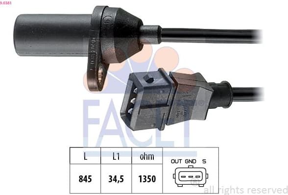 Sensor, crankshaft pulse Made in Italy - OE Equivalent 9.0381