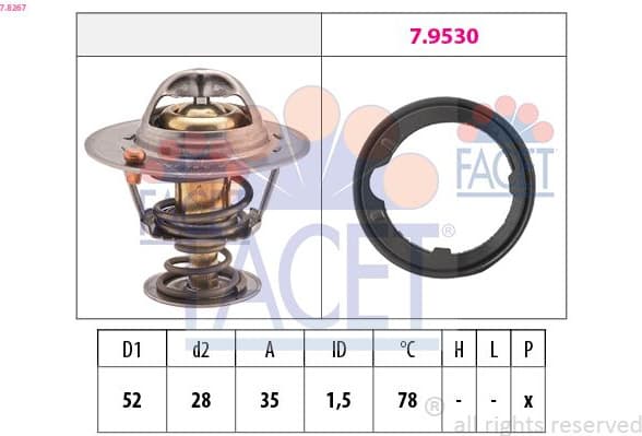 Thermostat, coolant Made in Italy - OE Equivalent 7.8267