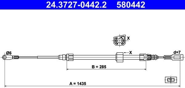 Cable Pull, parking brake 24-3727-0442-2