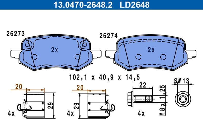 Brake Pad Set, disc brake ATE Ceramic 13-0470-2648-2