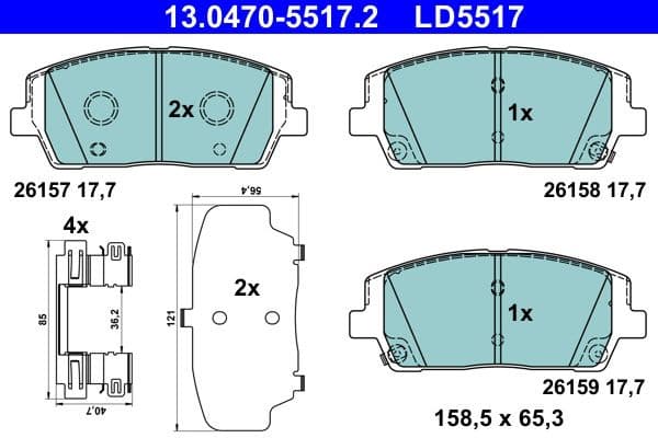 Brake Pad Set, disc brake ATE Ceramic 13-0470-5517-2