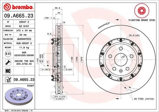 Brake Disc PRIME LINE - Floating 09.A665.23