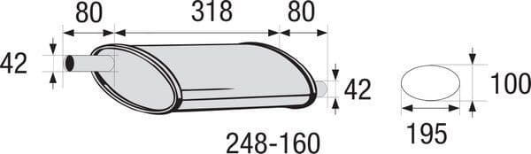 Centre Muffler, universal 248-160