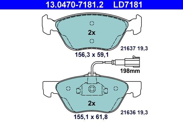 Brake Pad Set, disc brake ATE Ceramic 13-0470-7181-2