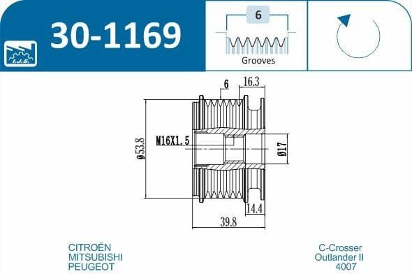 Alternator Freewheel Clutch Technology & Quality, Made in Spain 30-1169 - image 2