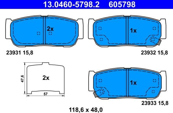 Brake Pad Set, disc brake 13-0460-5798-2